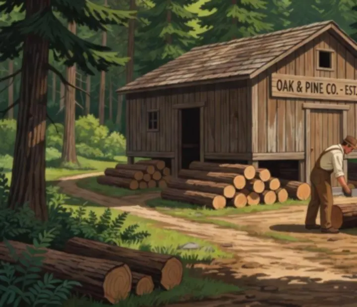 Kezdő fűrészüzem és munkások a Top Tycoon: Coin Theme Empire játékban